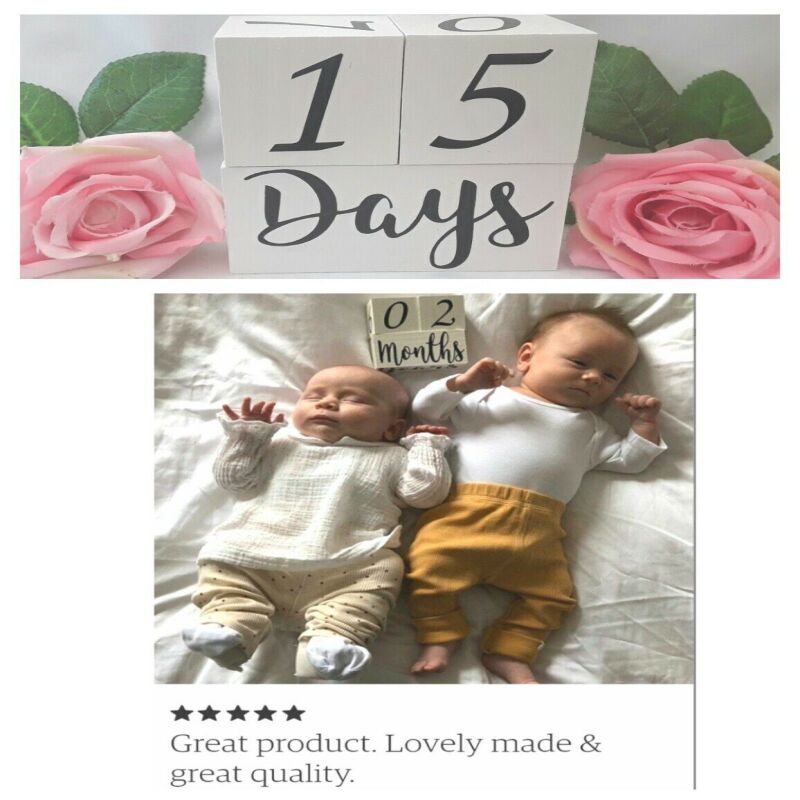 Personalised pink & gold milestone wood blocks,pink nursery decor,new baby gift - Pale pink