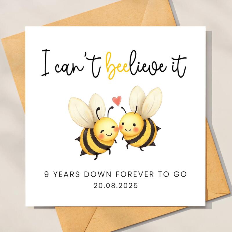 9 Year Anniversary Card For Husband, Wife 9th Anniversary Card, Happy 9th anniversary 9 year Card Funny Greeting Card wife husband