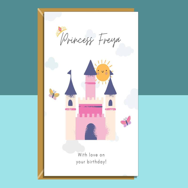 Princess Birthday Card Personalised for Daughter, Granddaughter, Goddaughter, Niece - Ideal for ages 3, 4, 5, 6, 7 and above - Large - Blank Inside