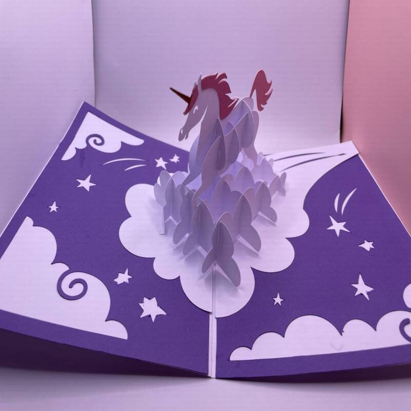 Magical Unicorn Surprise: Handcrafted Pop Up Greeting Card