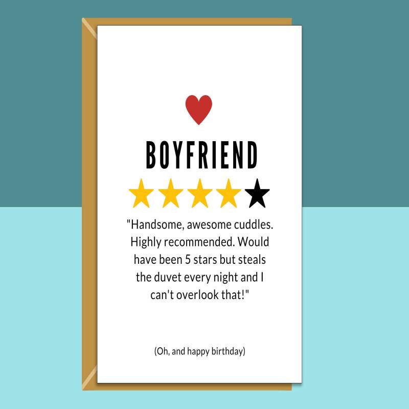 Funny Boyfriend Birthday Card - Personalised - Steals the Duvet - For Him - BF - On his birthday - From Girlfriend or Boyfriend - Blank inside - Regular