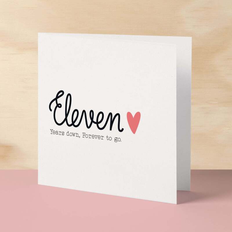 11 Year Anniversary Card For Wife 11th Wedding Anniversary Card For Husband Anniversary Card For Wife Wedding Anniversary Card Eleven Years - Square (6x6) / Blank Message