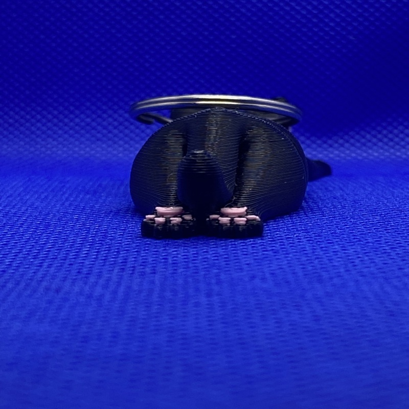 Articulated Cat Keyring - Black - Normal Blue