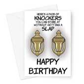 Happy Birthday Card - Rude Knockers Boob Joke - A5 Greeting Card