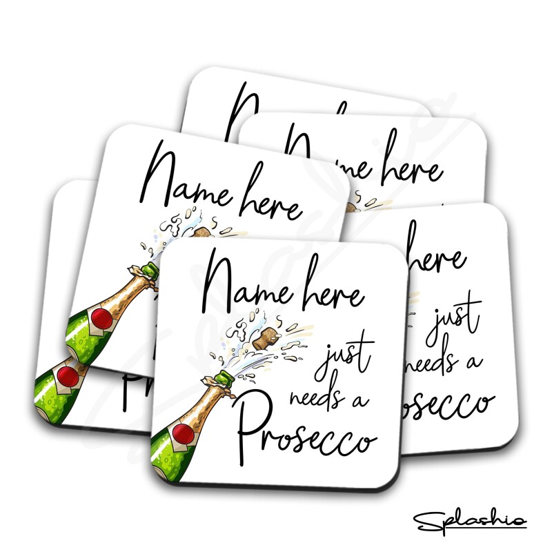 Prosecco Coaster Hand Drawn Coaster - Home Bar - Birthday Gift. Secret Santa Hand Drawn Prosecco Coaster Personalised Drink Wedding Coasters - Single Coaster