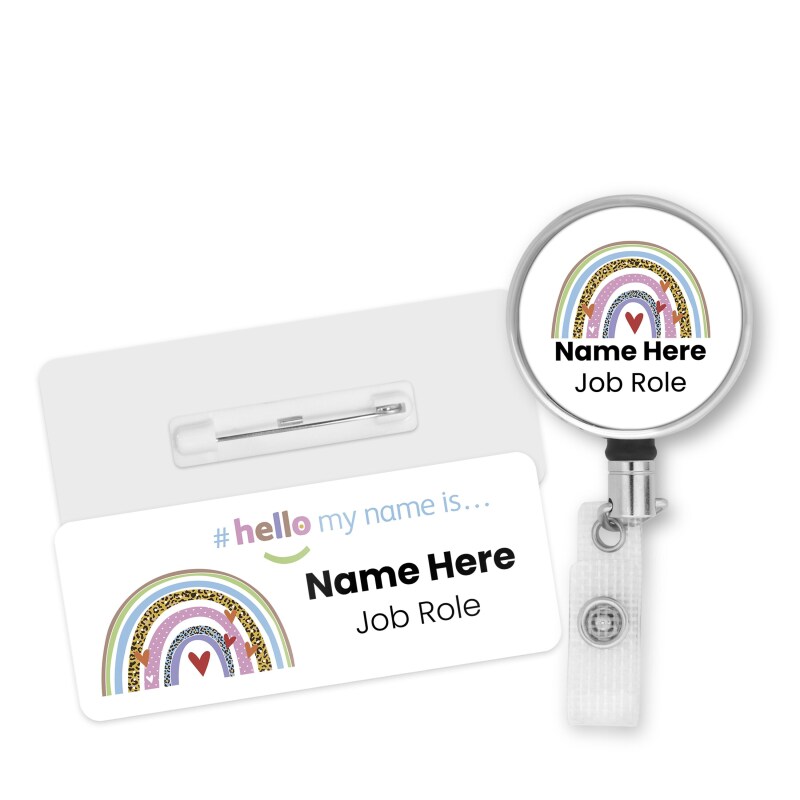 Hello My Name is Badge Boho Rainbow Designs with ID Badge Reel Personalised Name Badge #hello my name is Badge, Nurse Badge, Nurse Badges - Standard Name Badge - Boho Rainbow 1