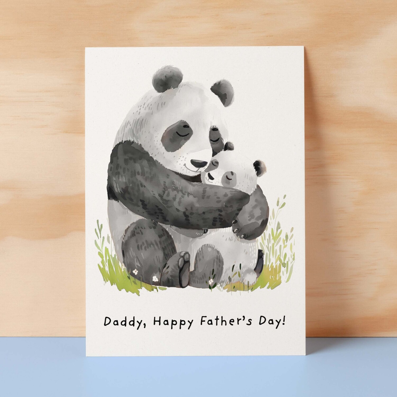 Father's Day Card For Daddy Cute Panda Bear and Cub Illustration Father's Day Card For Dad Father's Day Gift From Child - Small (4x6) / Blank Message