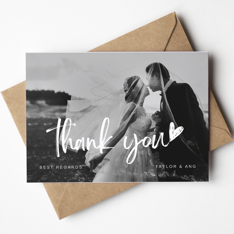 Personalised Photo Wedding Thank You Cards, Wedding Thank You Card Multipack, Modern Wedding Photo Thank You Card, Thank You With Envelopes - A6 - 4.1" x 5.8"