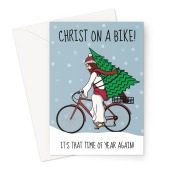 Funny Jesus Christmas Card - Christ On A Bike