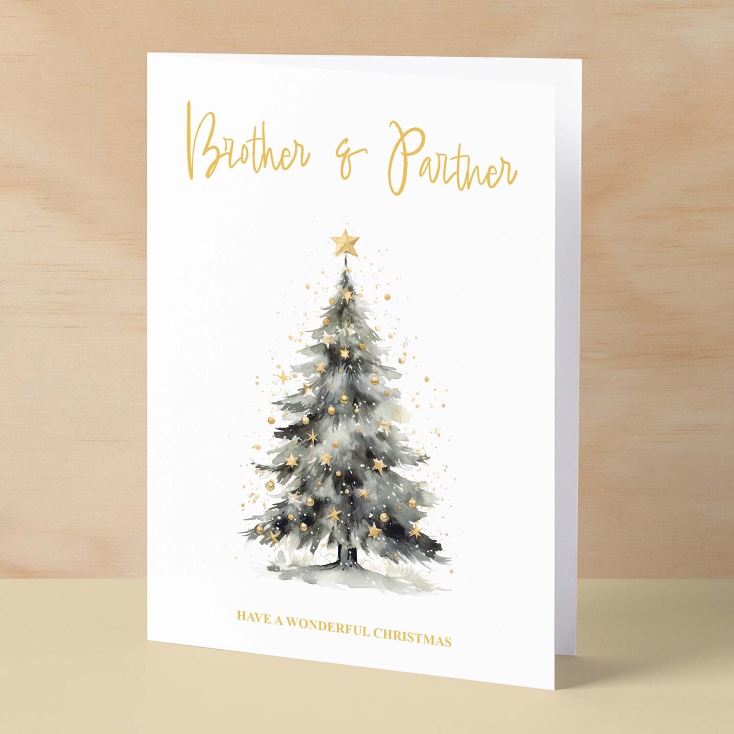 Christmas Card For Brother and Partner Card Xmas Card for Brother Christmas Card for Loved One Brother Partner Card Christmas Tree Card - Large (5x7) / Blank Message