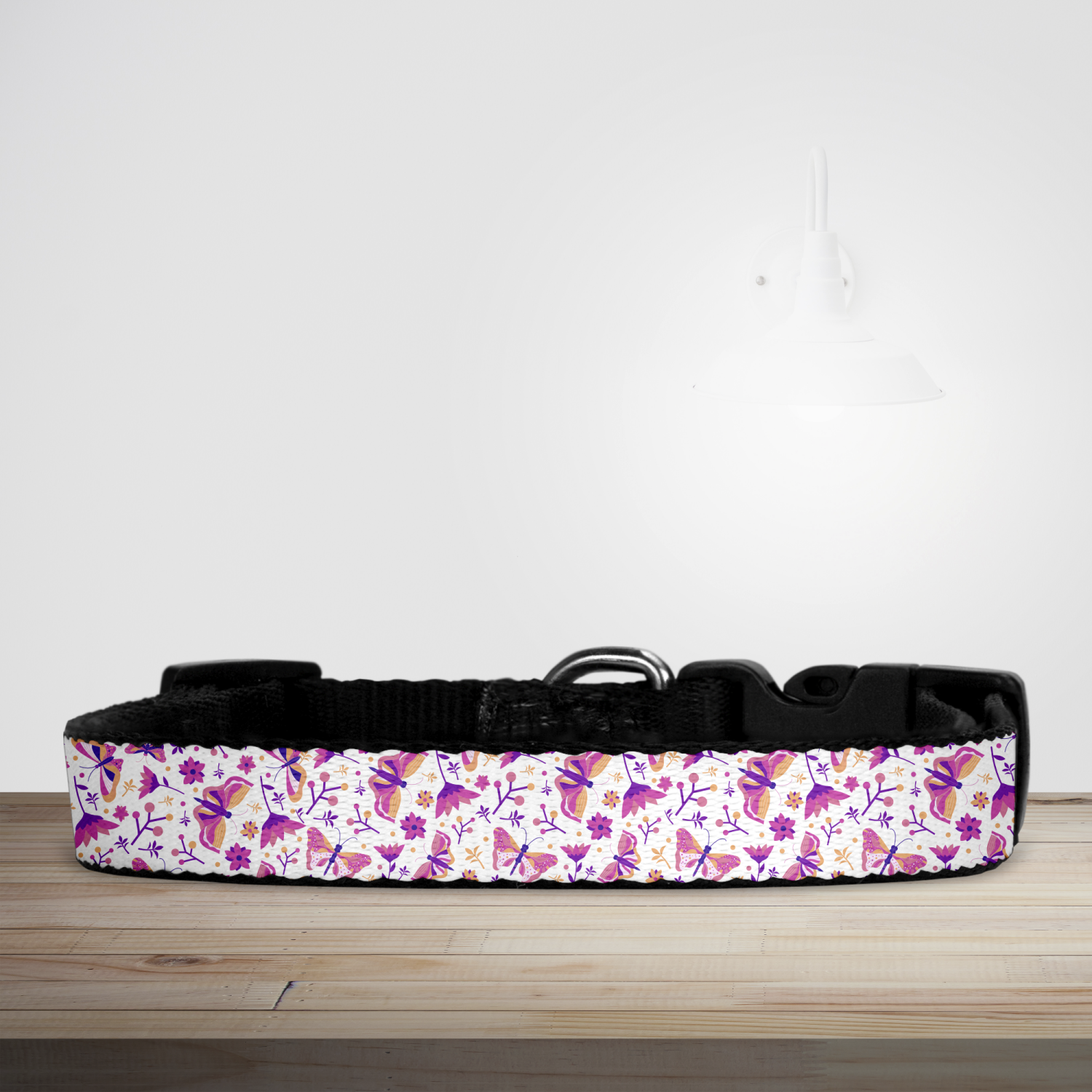 Nature Collection Pink Butterfly Print Dog/Puppy Collar - Small (29cm-46cm)