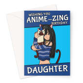 Daughter Anime Birthday Card - Cute Cat