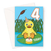 Cute Duckling 4th Birthday Card