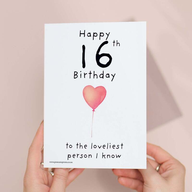 16th Birthday Card for Her Birthday Card Daughter 16th Birthday Card For Sister Birthday Card 16 th Birthday Card For Friend - Small (4x6) / Blank Message