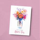 Mother's Day Card For Mum Happy Mother's Day Mothers Day card Mothering Sunday Floral Vibrant Pink and Puple Flowers Mom Mommy Mum Mummy