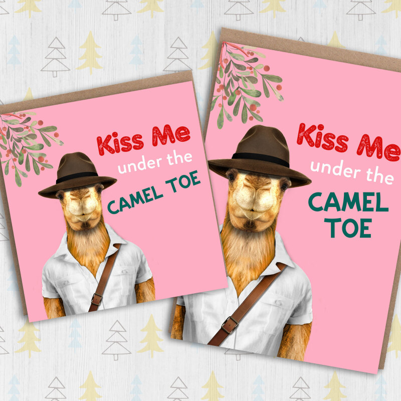 Kiss me under the camel toe Christmas card - A6: Single card