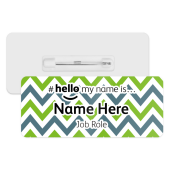 #hello my name is... Name Badge - Green Zig Zags