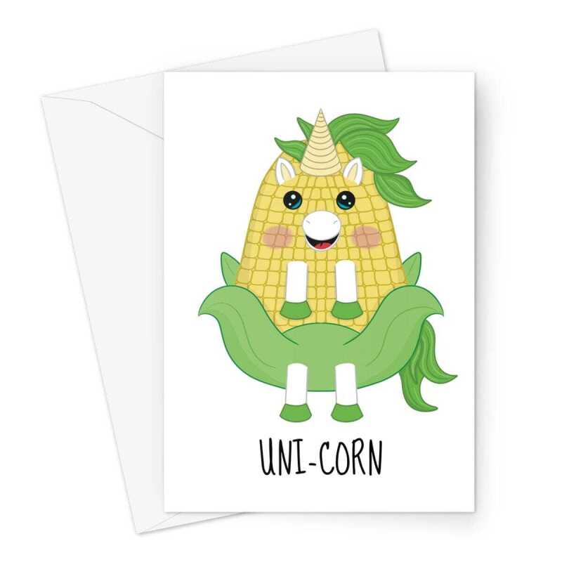 Funny Unicorn Card - Cute Foodie - A5 Portrait - 1 Card