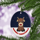 Cute Red Nose Reindeer Christmas Bauble