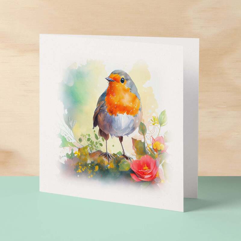 Notelet Card of a Robin For Anyone Any Occasion Card For Her or For Him Card For Birthday or Easter Card Thank You Card - Square (6x6) / Blank Message