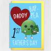 Hap-Pea 1st Father’s Day Daddy cute, funny pea First Father’s Day, Dad, papa card from baby, child, newborn son or daughter (Size A6/A5/A4) - A6: Single card