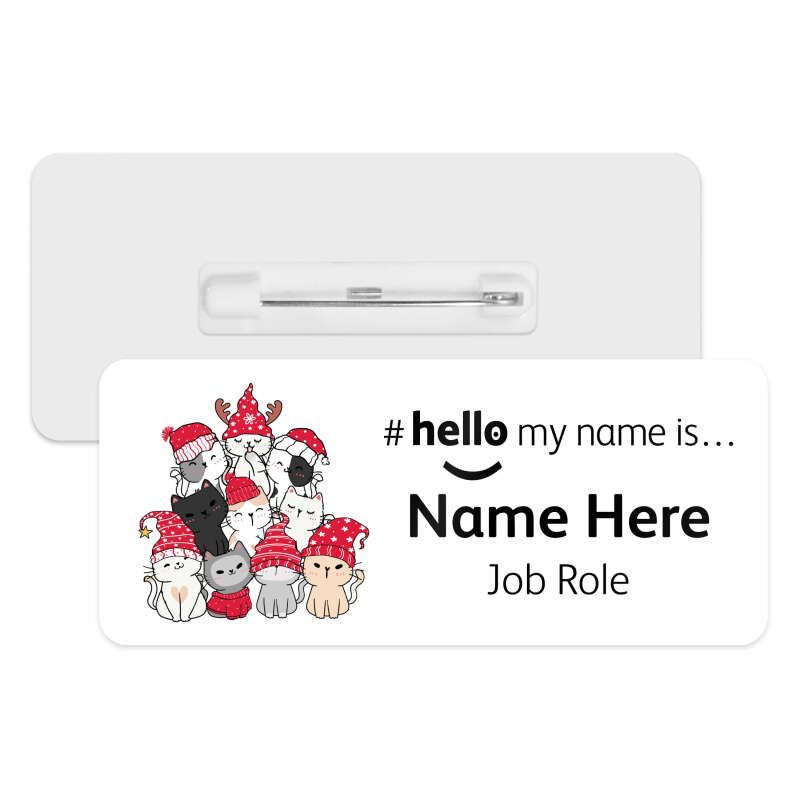 #hello my name is... Name Badge - Cat Christmas Tree