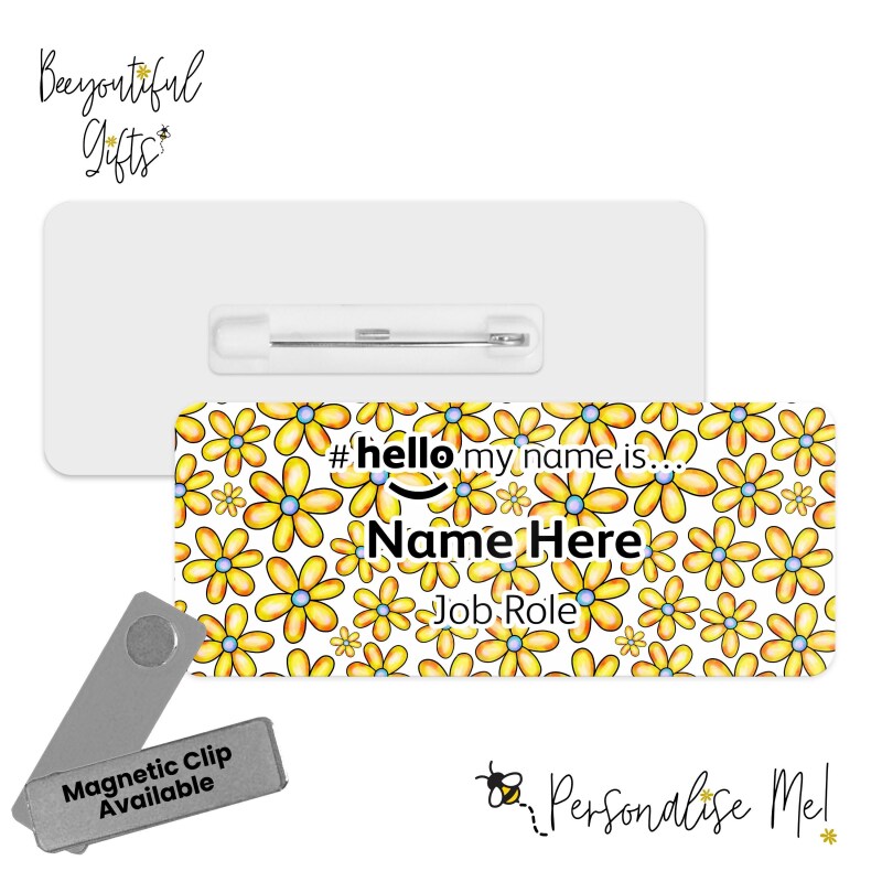 #hello my name is... Name Badge - Floral Doodle Background