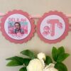 Unofficial Personalised Ms Rachel Bunting, Ms Rachel Bubblegum Party Decor - age ONE only (3 flags)