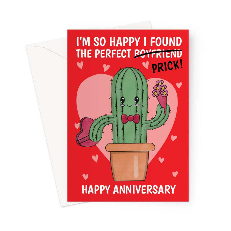 Funny Boyfriend Happy Anniversary Card - A5 Portrait - 1 Card