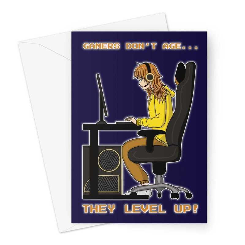 Gamer Girl Birthday Card - Level Up - A5 Portrait - 1 Card