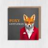 Foxy gentleman fox, animal in clothes anniversary card for husband, boyfriend, male partner (Animalyser) (Size A6/A5/A4/Square 6x6") - A6: Single card