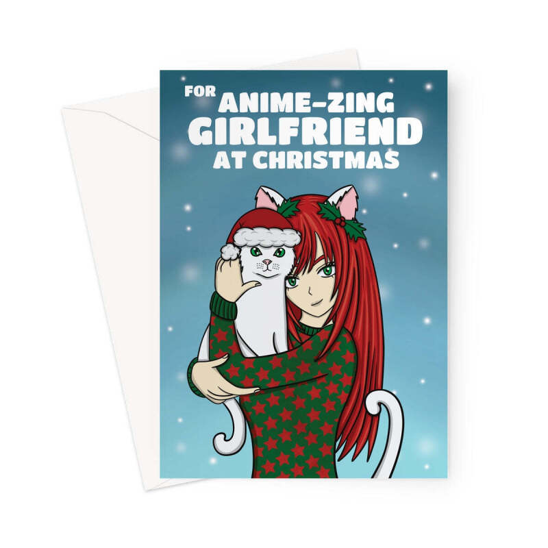 Anime Lover Girlfriend Christmas Card - A5 Portrait - 1 Card