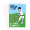 Cricket Player Birthday Card Born In November - A5 Portrait - 1 Card
