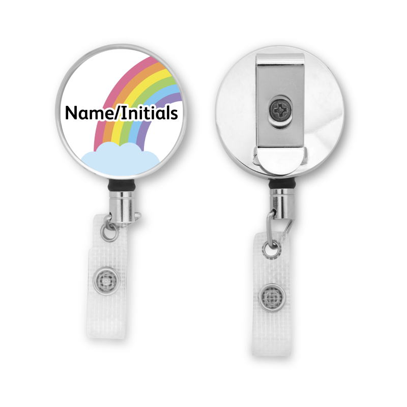 Personalised Metal ID Reel - Brightly Coloured Half Rainbow