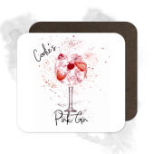 Personalised Pink Gin Coaster with Splash Effect