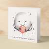 Anniversary Card For Boyfriend or Girlfriend Love You To The Moon Cute Card For Wife Love Card For Husband - Square (6x6) / Blank Message