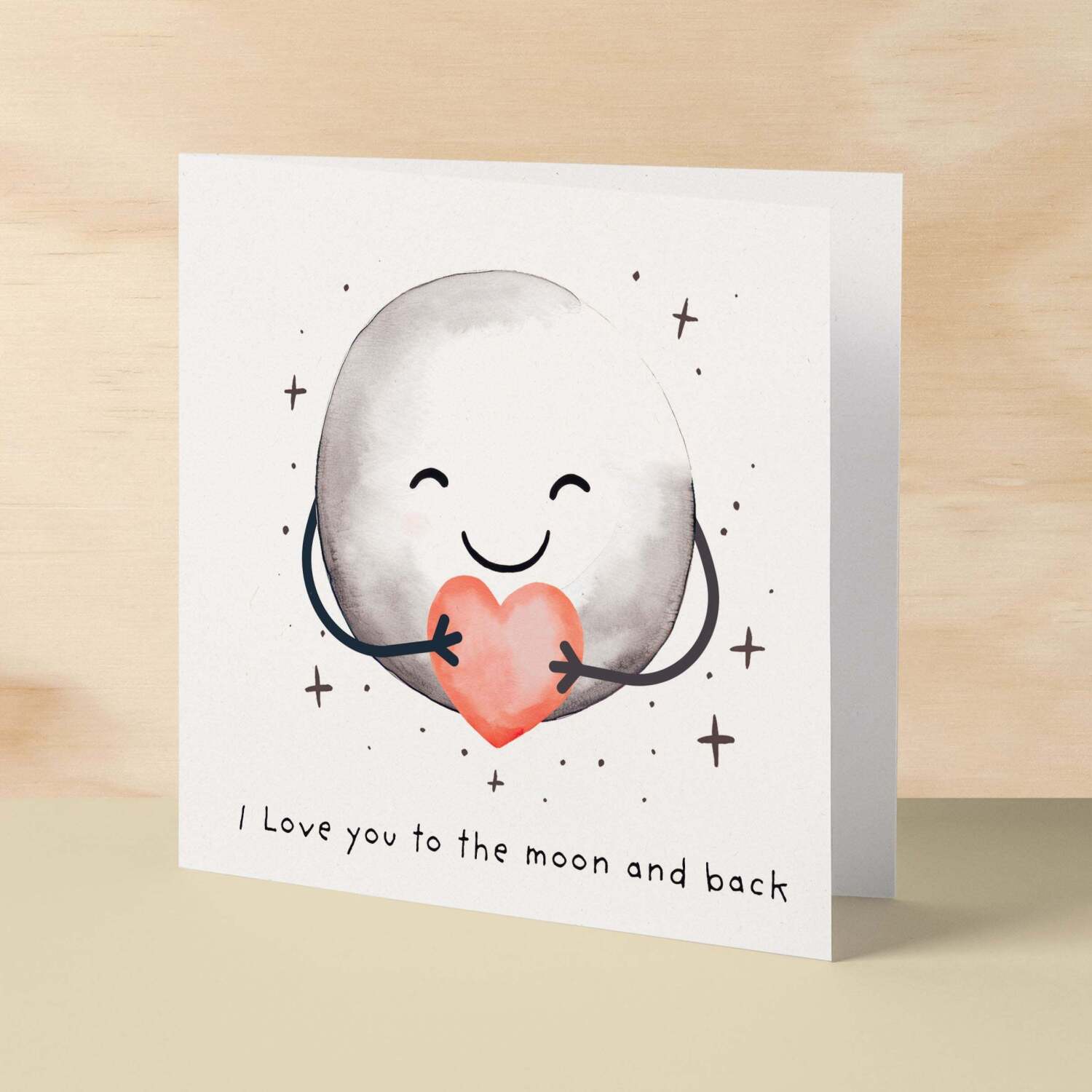 Anniversary Card For Boyfriend or Girlfriend Love You To The Moon Cute Card For Wife Love Card For Husband - Square (6x6) / Blank Message