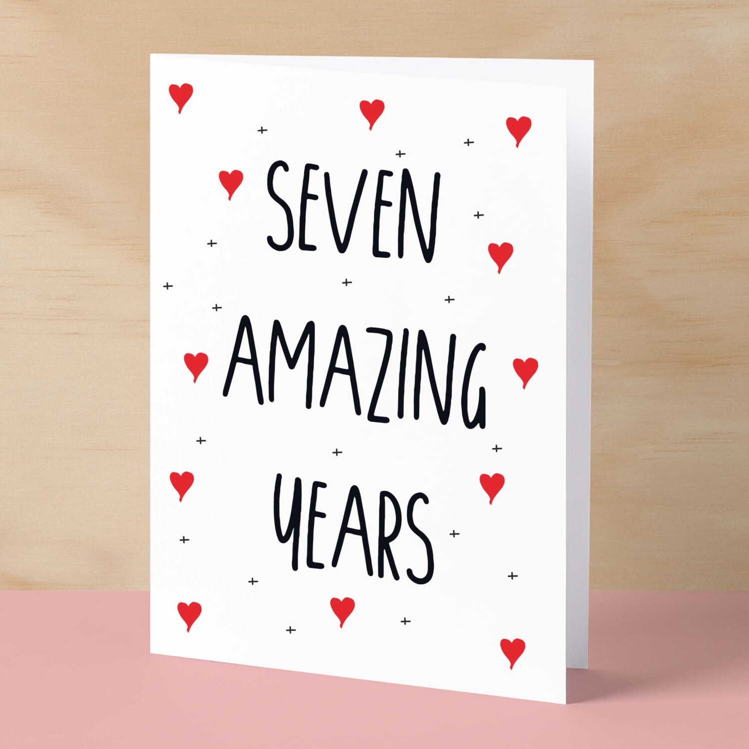 7 Year Anniversary Card For Wife or Husband Anniversary Card for 7th Anniversary Card For Boyfriend or Girlfriend Seven Wedding Anniversary - Small (4x6) / Blank Message