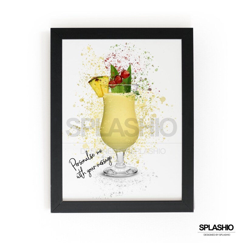 PINA COLADA  Splatter Art Print, High Gloss Print, Splash Art, Home Decor, Home Bar Custom Drink Art Cocktails - A6