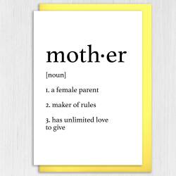 Dictionary definition of mother cute, heartfelt birthday card for mum from son, daughter, children, child (Size A6/A5/A4/Square 6x6") - A6: Single card