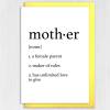 Dictionary definition of mother cute, heartfelt birthday card for mum from son, daughter, children, child (Size A6/A5/A4/Square 6x6") - A6: Single card