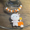 Handmade Wine Glass Charm - Mummy with Pumpkin