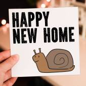 Happy new home cute snail housewarming, moving house, flat, apartment card (Size A6/A5/A4/Square 6x6")