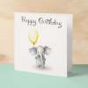 Birthday Card for Child Birthday Card For Girl of Boy Birthday Card For Her or Him Cute Elephant Birthday Card With Birthday Balloons - Square (6x6) / Blank Message