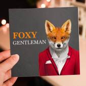 Foxy gentleman fox, animal in clothes anniversary card for husband, boyfriend, male partner (Animalyser) (Size A6/A5/A4/Square 6x6")