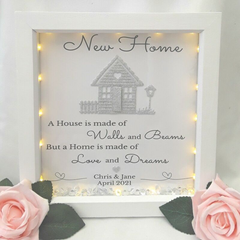 Personalised new home box frame, new home gift, house warming gift - Without lights