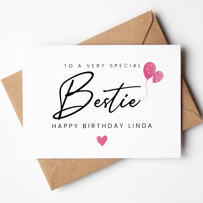 Bestie Birthday Card, Happy Birthday Bestie Card, Birthday Card For Bestie, Best Friend Birthday Card, Personalised Best Friend Birthday - A6 - 4.1" x 5.8"