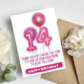 Funny 14th Birthday Card For Daughter, Personalised Birthday Card For Her, 14th Birthday Card, Funny Phone Birthday Card 14th Birthday Girl