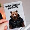 Happy birthday papa bear cute animal in clothes birthday card for dad, father, daddy, papa from son, daughter, child, children (Animalyser) - A6: Single card