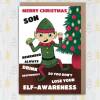 Don't lose your elf-awareness personalised funny elf Christmas card for son, daughter, grandchildren, any relation (Size A6/A5/A4) - A6: Single card